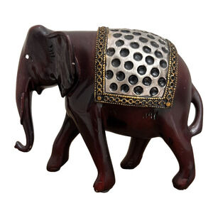 Decorative‎ Wooden Elephant Figurine Collectable Hand Painted 6 inches